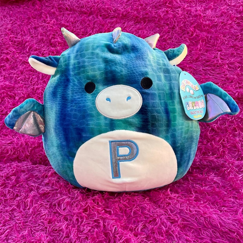 Initialed Dominic Blue Textured Dragon Letter P